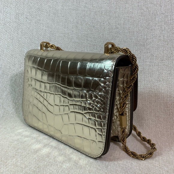 NEW Tory Burch Eleanor Gold Embossed Leather Small Convertible Shoulder Bag AUTH - Picture 6 of 16